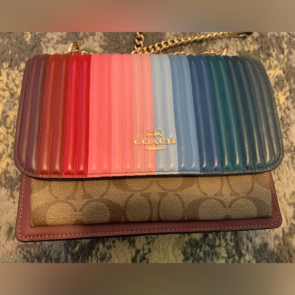 Coach Klare Quilted Linear Rainbow Leather Crossbody Purse SOLD OUT - Picture 9 of 13
